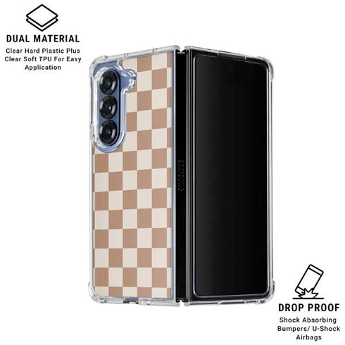 Neutral Checkered Galaxy Z Fold6 Clear Case
